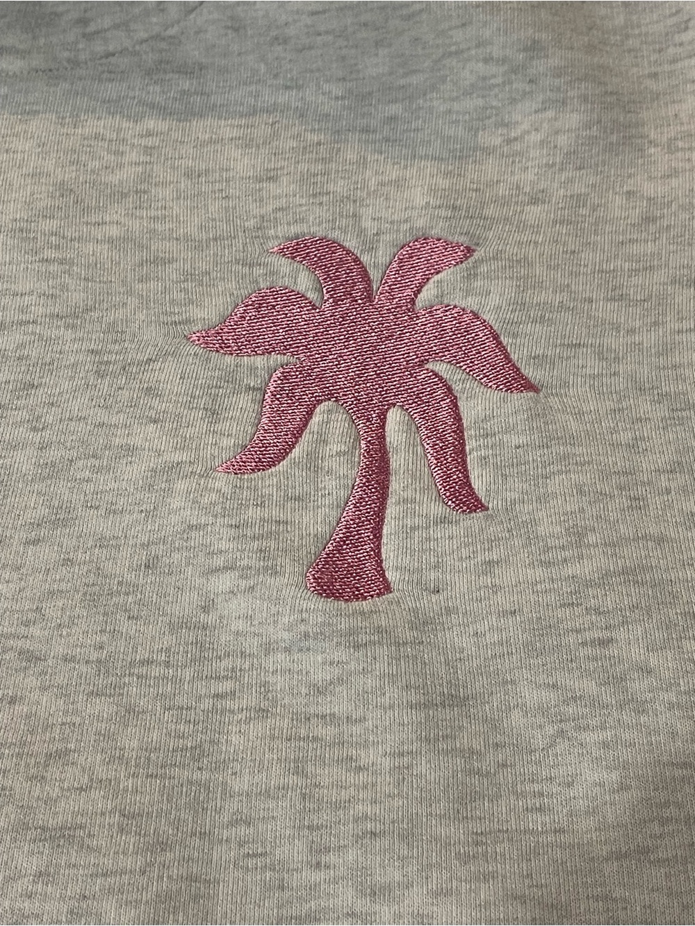Pink Palm Puff Light Gray Hoodie with Pink Palm Embroidery - Picture 2 of 5